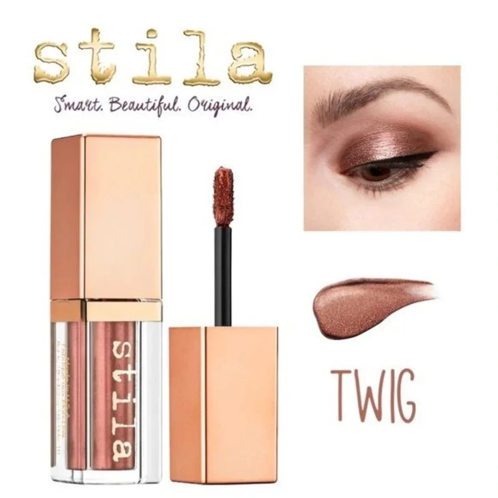 Stila Shimmer & Glow Liquid Eyeshadow Twig Metallic Brown Shimmer New in Box